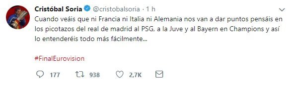 La última locura de Cristóbal Soria: echar la culpa al Real Madrid por Eurovisión