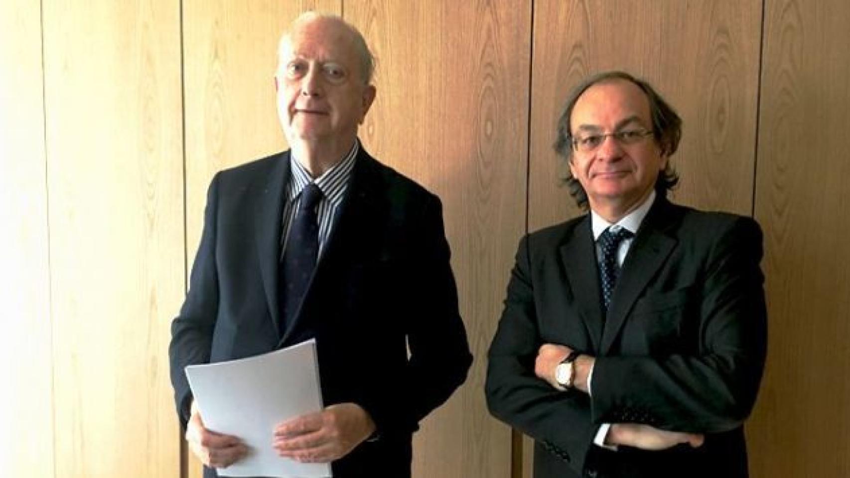 A la izquierda, Juan José Brugera, presidente de Colonial, y Pere Viñolas, CEO, presentan los resultados del primer trimestre de 2018.