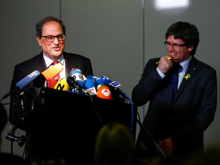 Quim Torra y Carles Puigdemont este martes en Berlín.