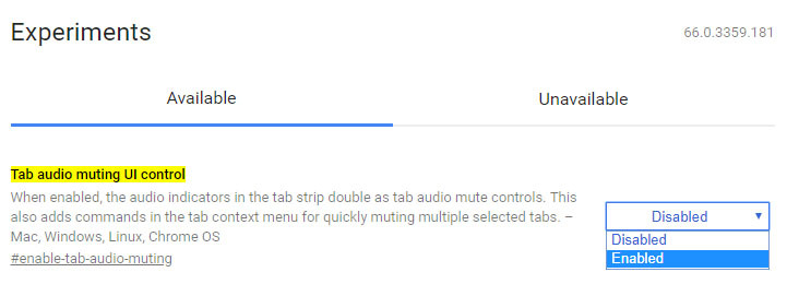 Tab audio muting UI control google chrome flag silenciar pestaña de manera individual