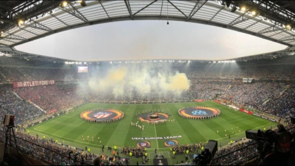 Final de la Europa League en Lyon entre el Atleti y el Marsella. Foto: Twitter (@Atleti)