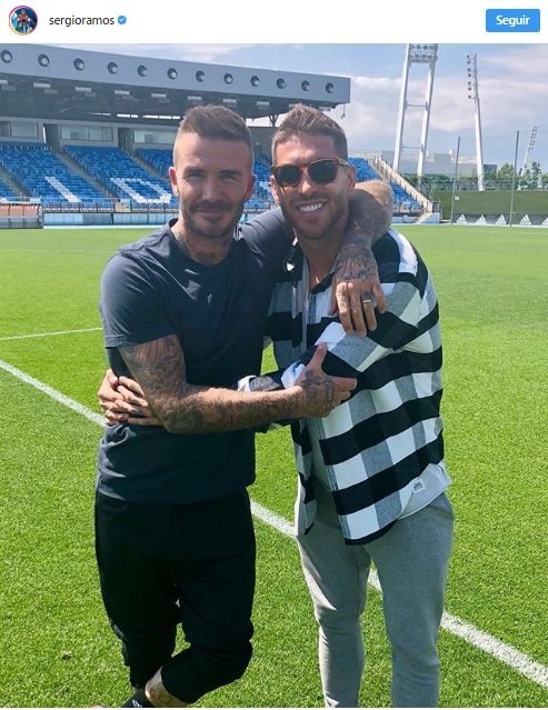 El vacile de Sergio Ramos tras posar con Beckham en Valdebebas