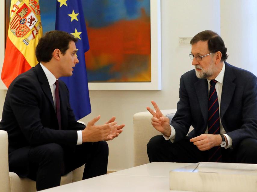Rajoy y Rivera reunidos en Moncloa este miércoles, después de meses sin hablar sobre Cataluña.
