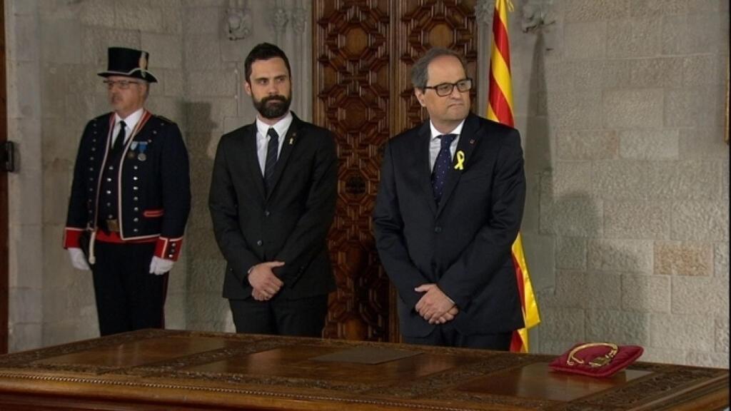 Torrent junto a Torra, en la toma de posesión como president.