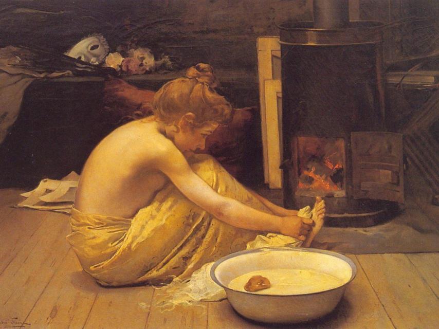 En el aseo, otra de las niñas desnudas, que Sáenz presentó a la Exposición Nacional de 1899.