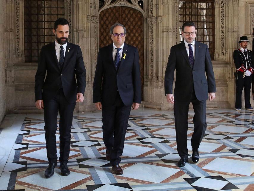 Torra, junto a Roger Torrent el día de su toma de posesión.