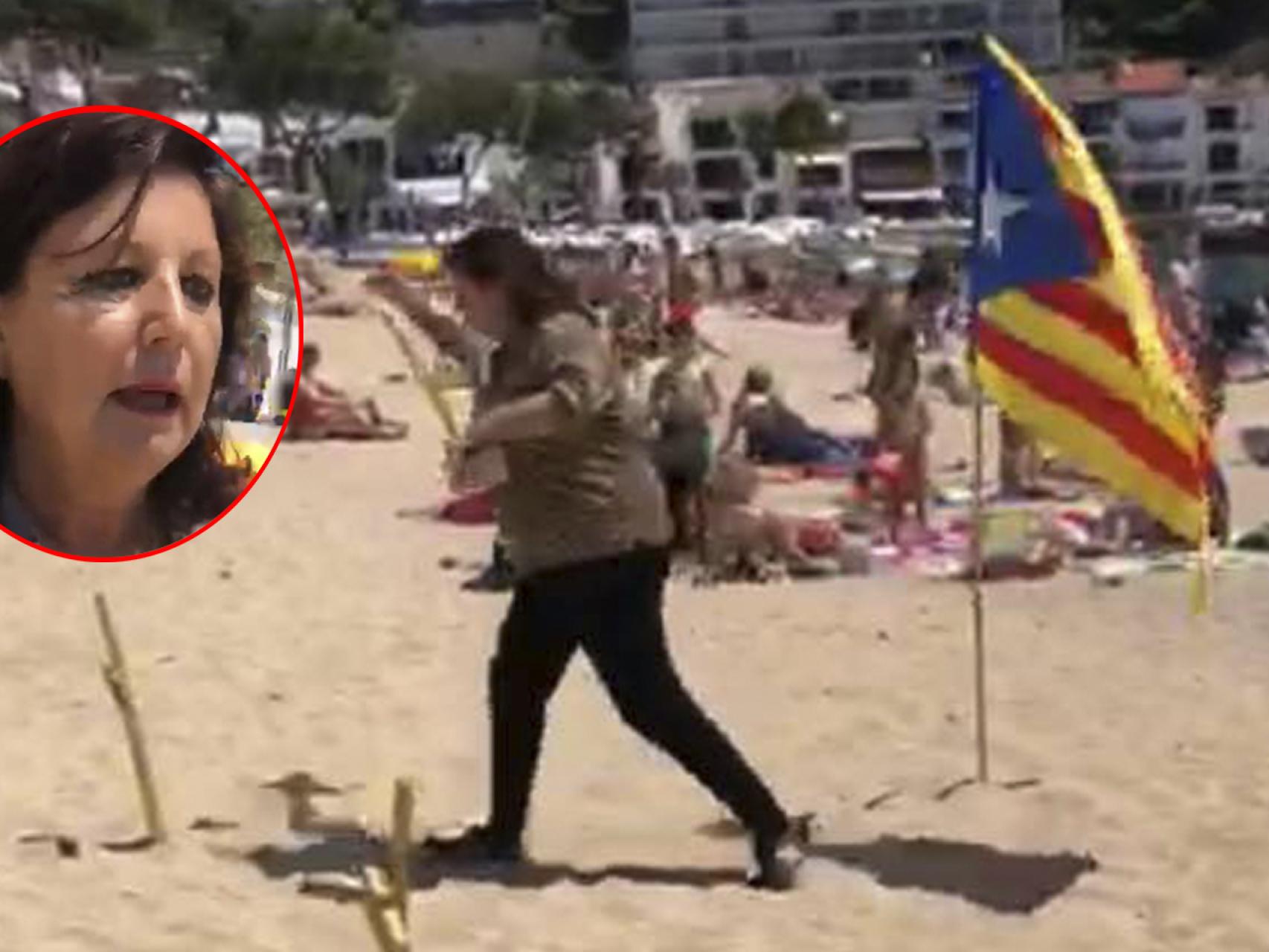 Maribel bajó a la playa a quitar las cruces amarillas que pusieron los indepes y los bañistas le aplaudieron.