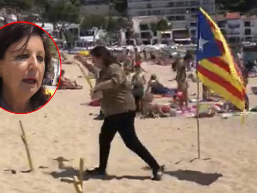 Maribel bajó a la playa a quitar las cruces amarillas que pusieron los indepes y los bañistas le aplaudieron.