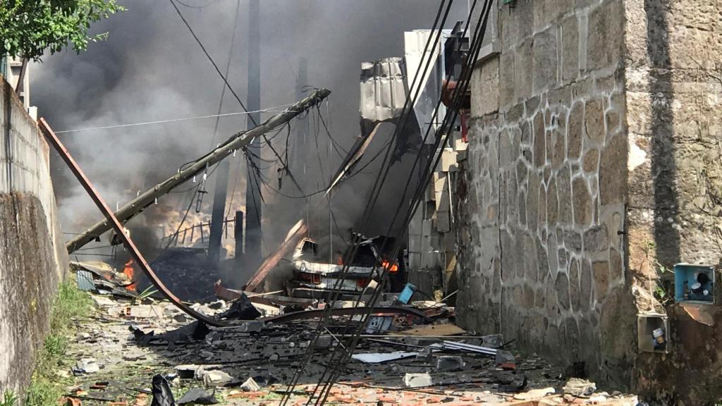 Así ha quedado la zona de Baldráns afectada por la explosión.