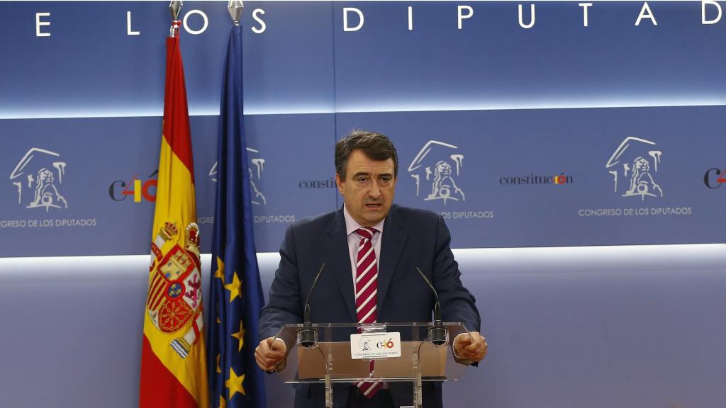 Aitor Esteban, el portavoz del PNV en el Congreso, este miércoles en rueda de prensa.