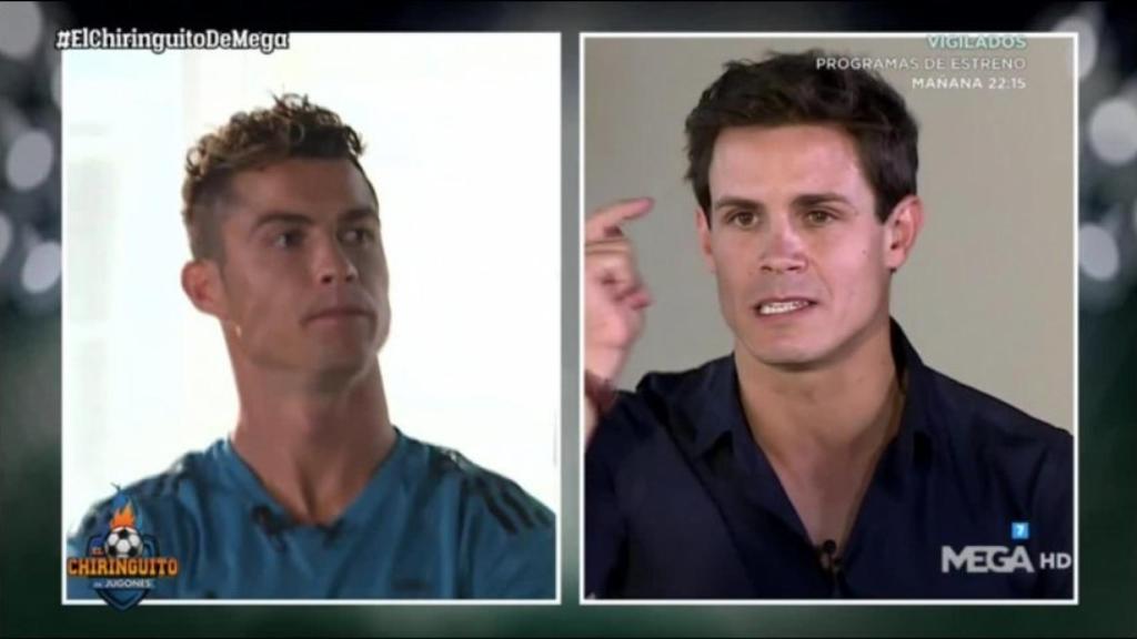 Edu Aguirre entrevista a Cristiano Ronaldo. Foto: Twitter (@elchiringuitotv)