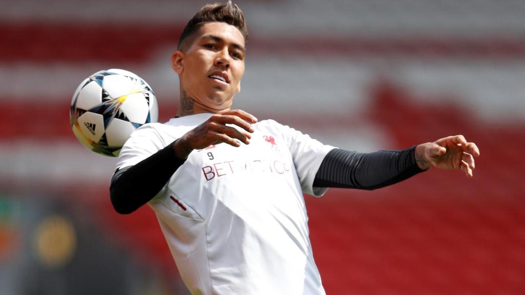 Firmino, durante un entrenamiento previo a la final de la Champions.