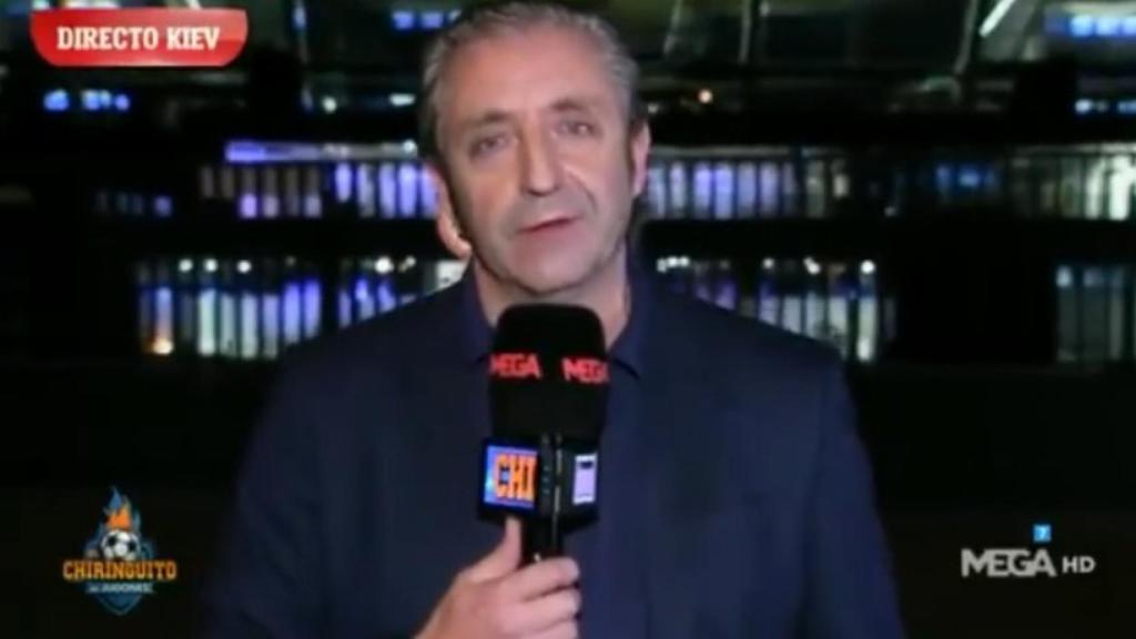 Pedrerol, durante la conexión con El Chiringuito. Foto: Twitter(@ElChiringuitotv).