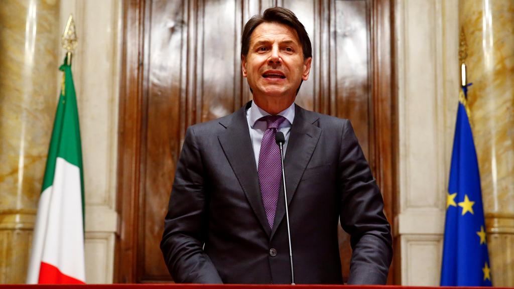 Giuseppe Conte, durante una rueda de prensa en Roma esta semana.