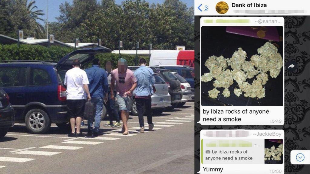 A la izquierda, taxistas pirata en el aeropuerto. A la derecha, grupos de whatsapp donde venden droga