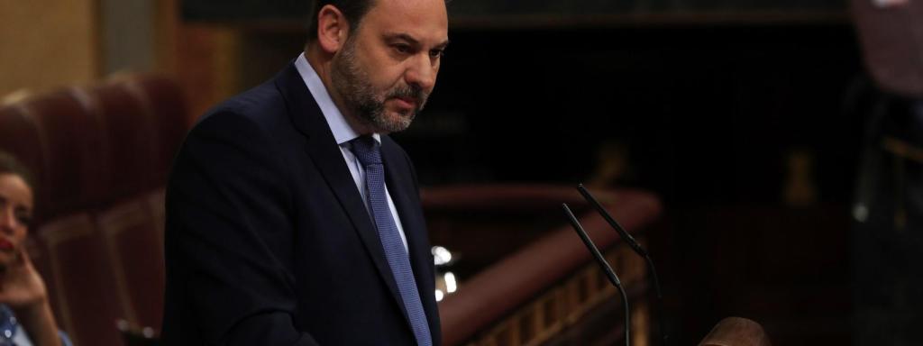 José Luis Ábalos durante su intervención en la moción de censura en el Congreso.