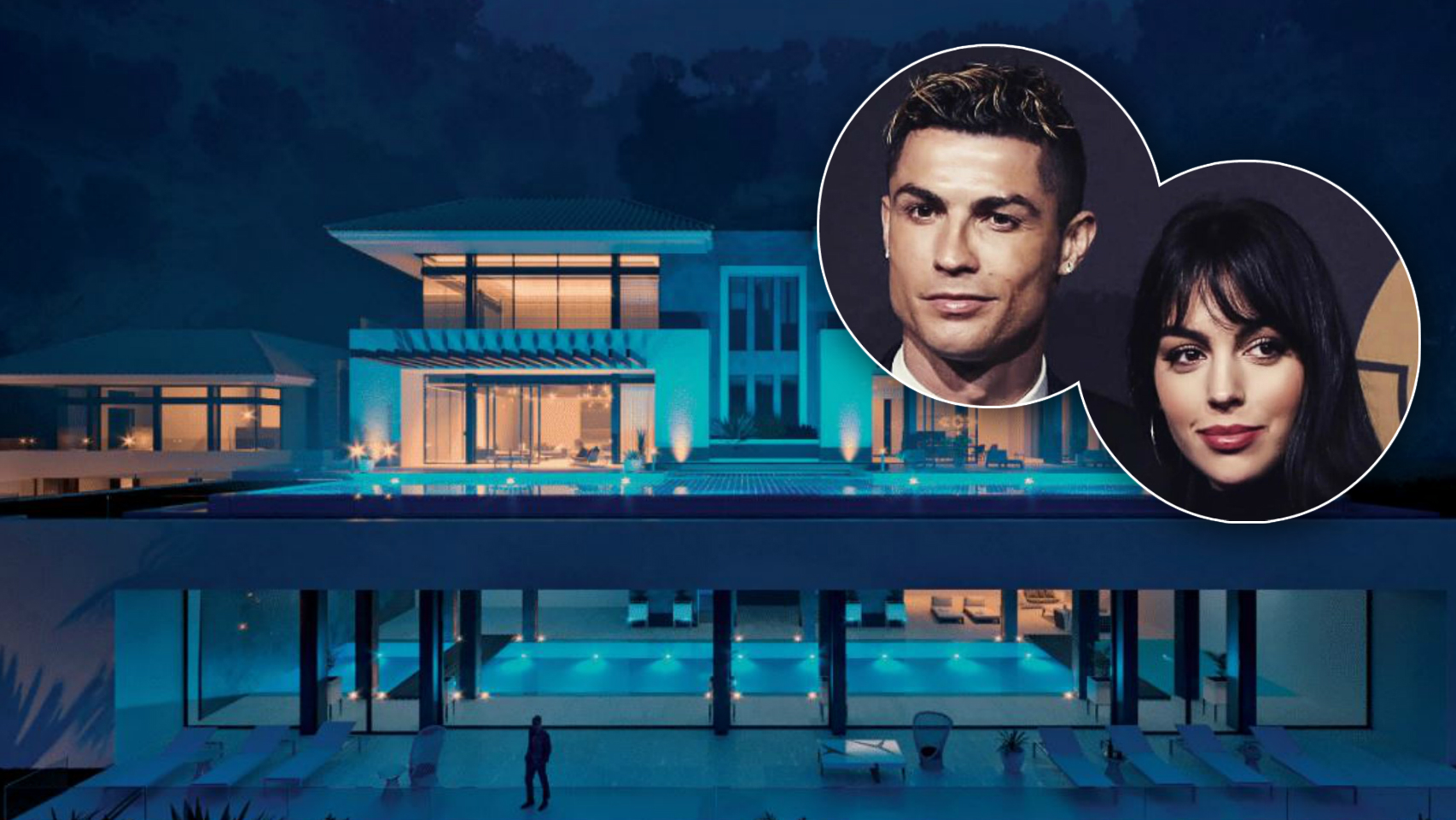 La pareja en un montaje en la casa de La Zagaleta.