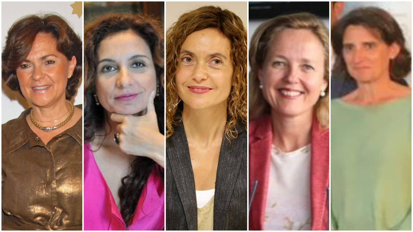 Las ministras del nuevo gobierno de Pedro Sánchez en un montaje.