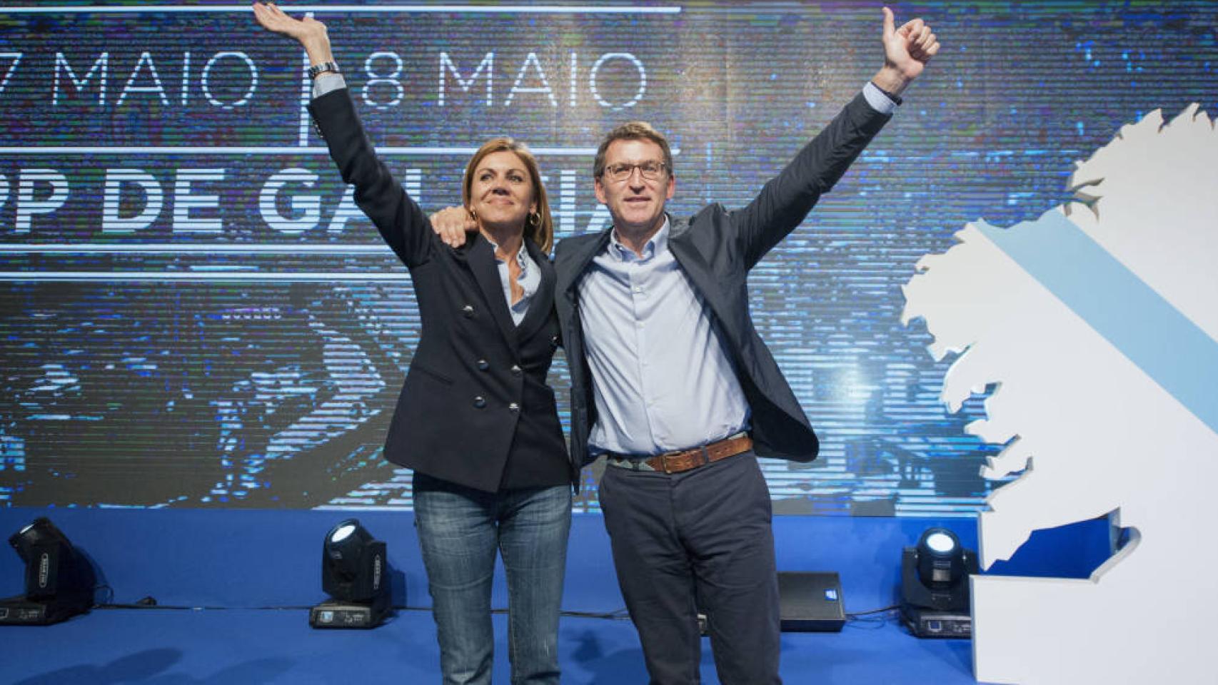 La secretaria general del PP, María Dolores de Cospedal, con Alberto Núñez-Feijóo.