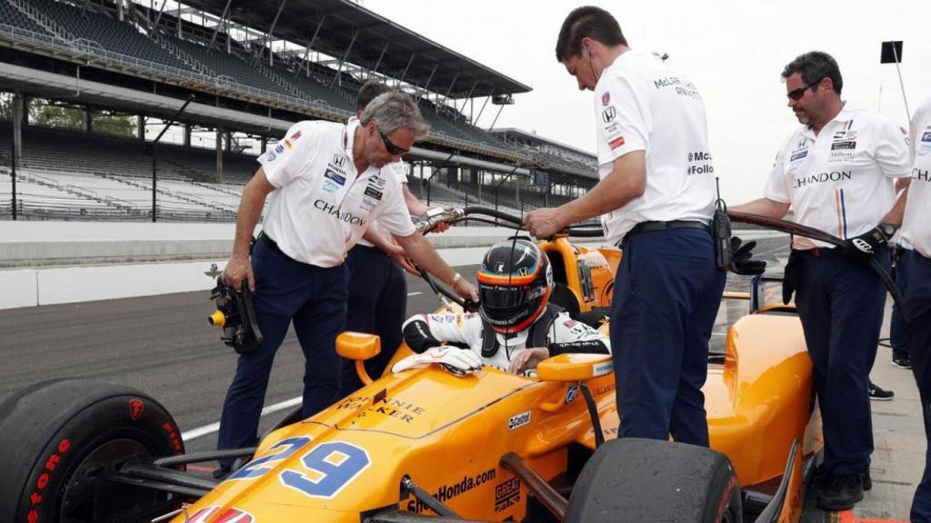 Fernando Alonso, durante las 500 Millas de Indianápolis 2017.