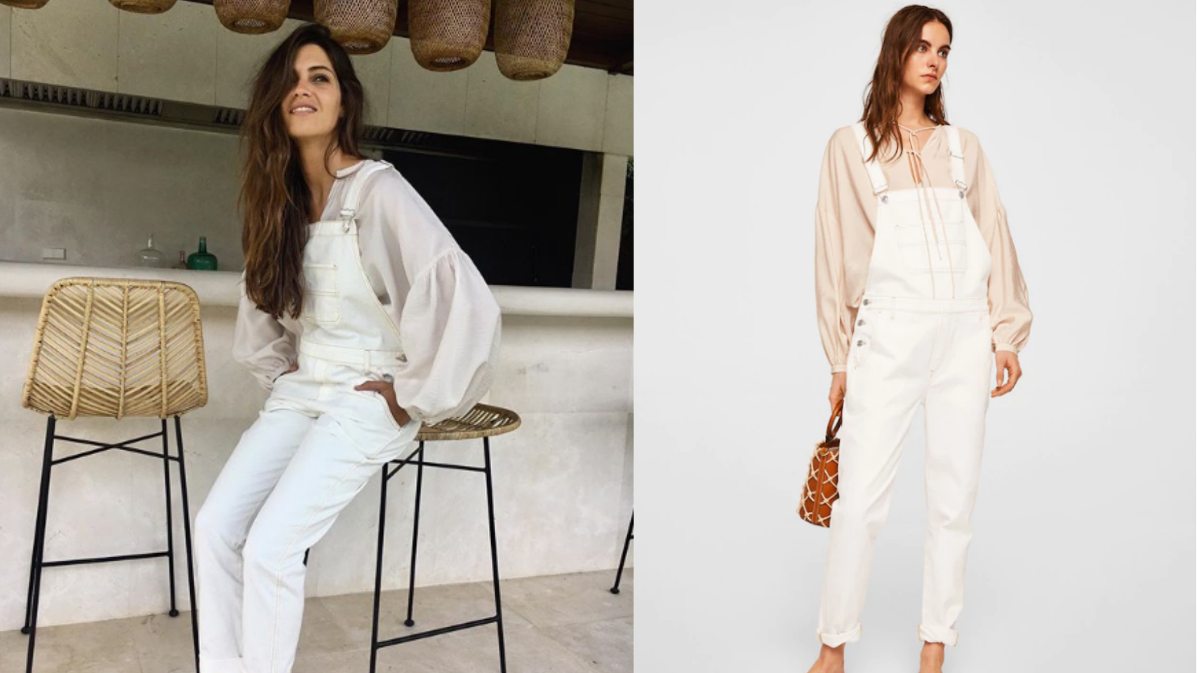 Sara Carbonero y la modelo de 'Mango' luciendo el mismo peto.