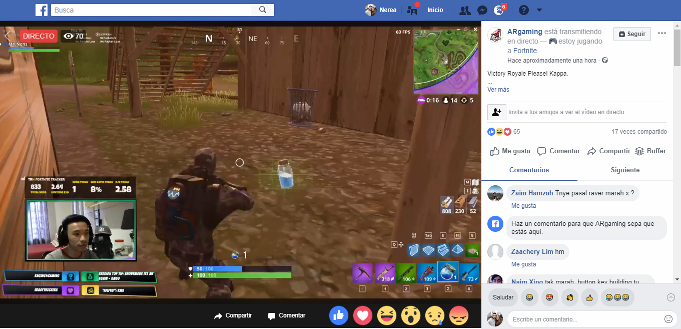 facebook gaming fortnite en directo