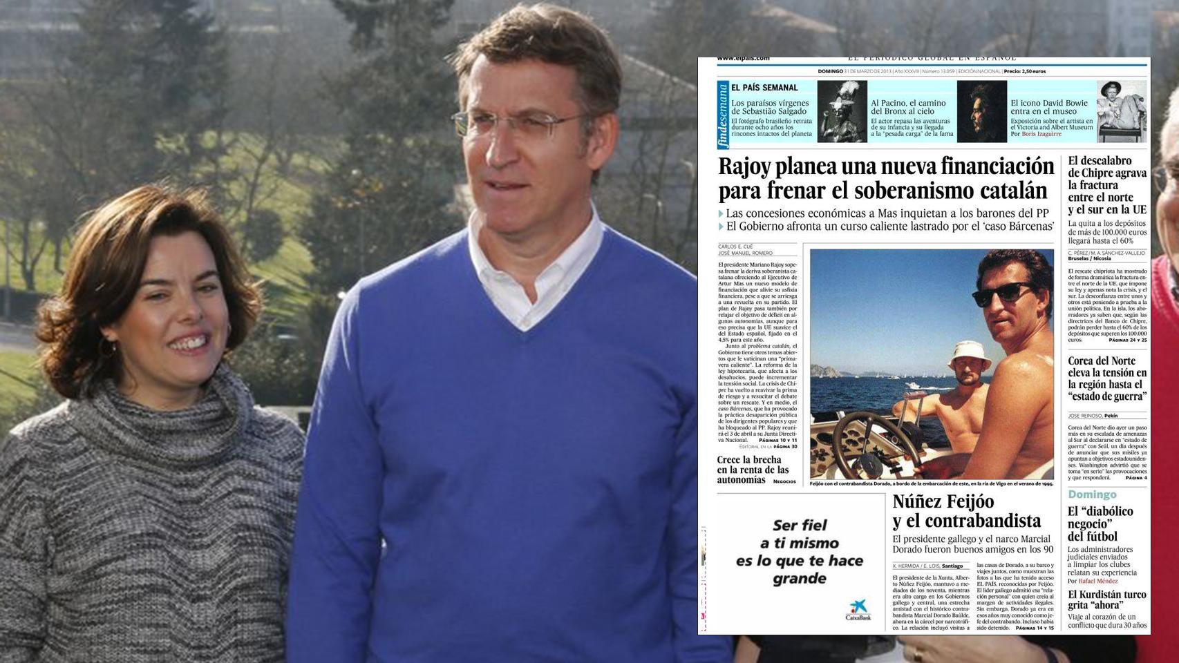 Soraya Sáenz de Santamaría, Alberto Núñez Feijóo y la portada de la polémica.