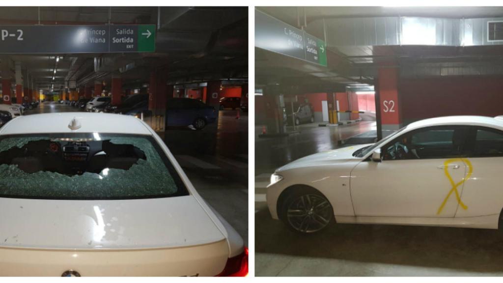 Coche de un agente de policía atacado en un parking de La Seu d'Urgell