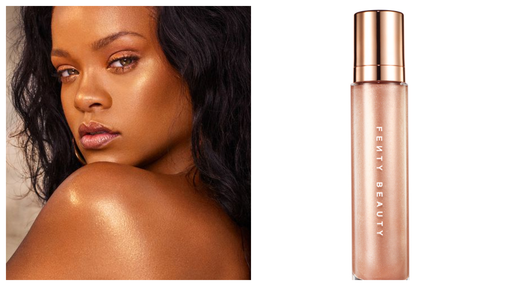 Rihanna junto al producto iluminador en un fotomontaje de Jaleos.