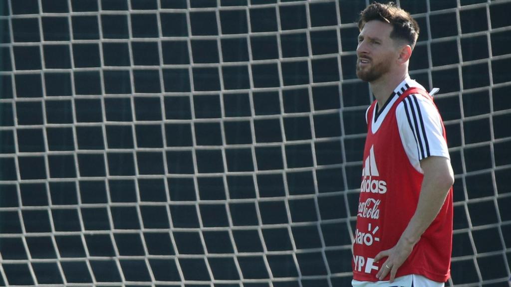 Leo Messi, en un entrenamiento de la selección de Argentina.