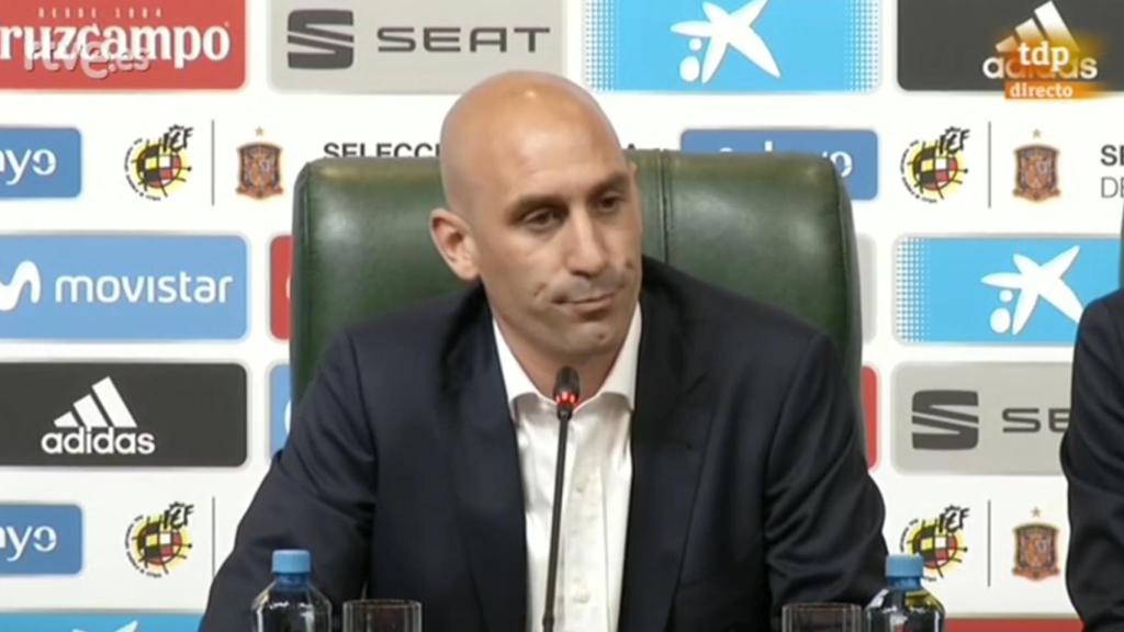 Luis Rubiales durante su comparecencia ante los medios en Krasnodar.