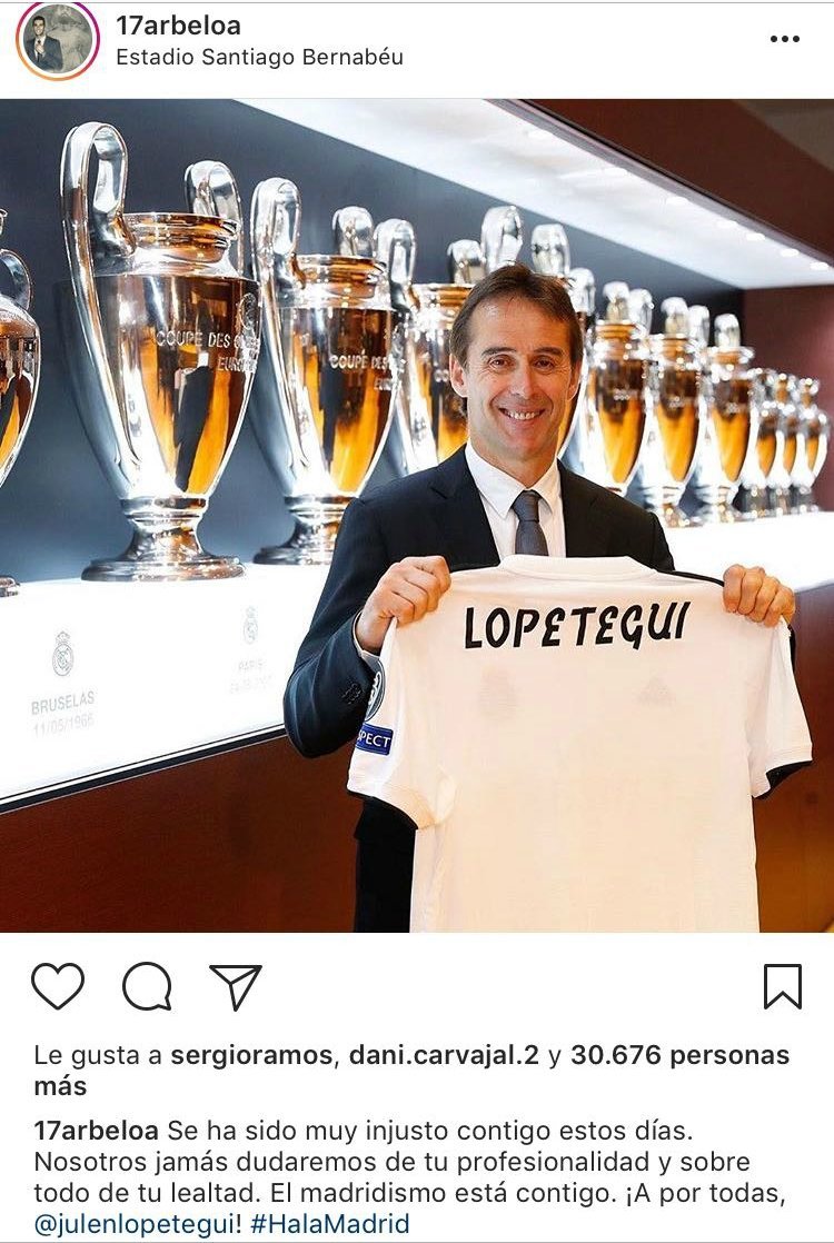 La defensa de Arbeloa a Lopetegui