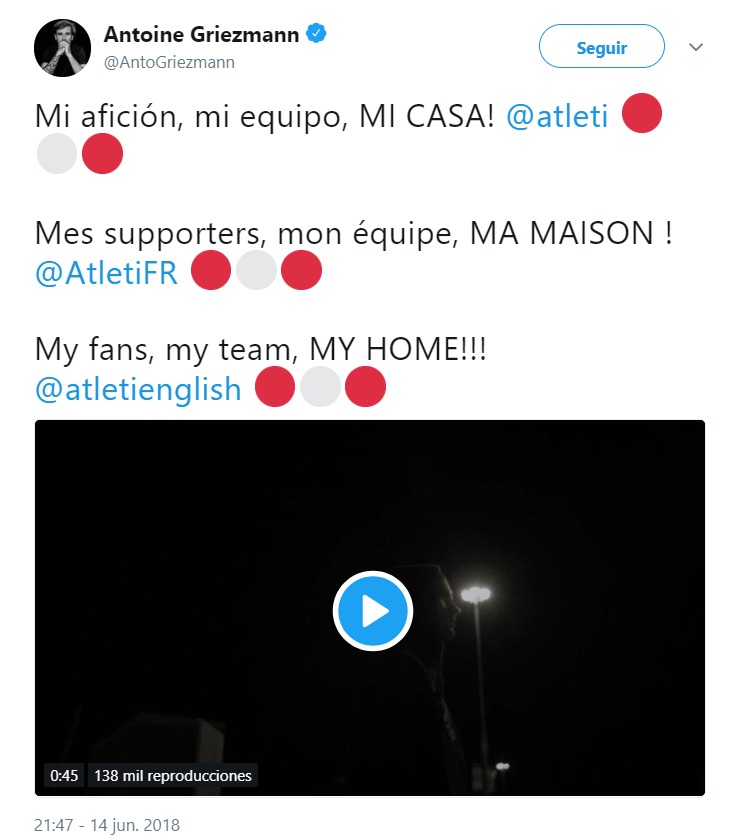 Griezmann anuncia que sigue en el Atlético