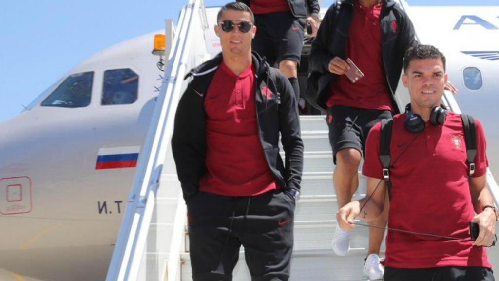 Cristiano, com la concentración de Portugal. Foto Twitter (@selecaoportugal)