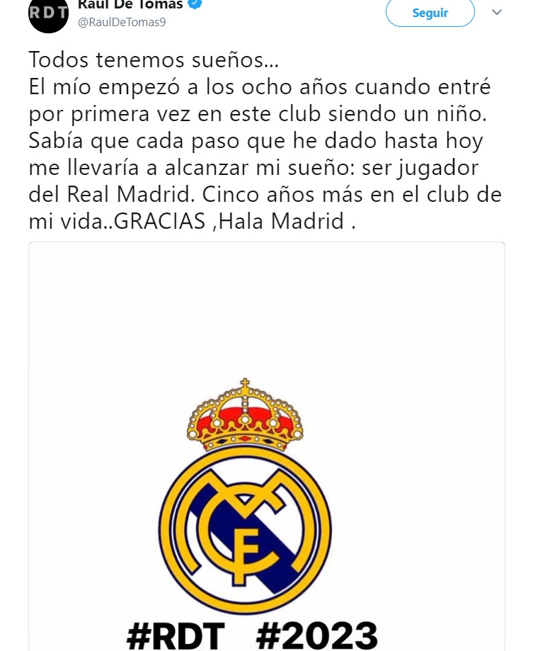 Raúl de Tomás renueva con el Madrid