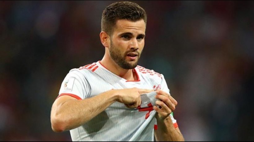 Nacho celebra un gol con la Selección