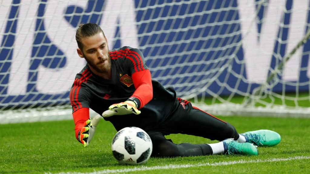 De Gea, en el entrenamiento de la selección española.