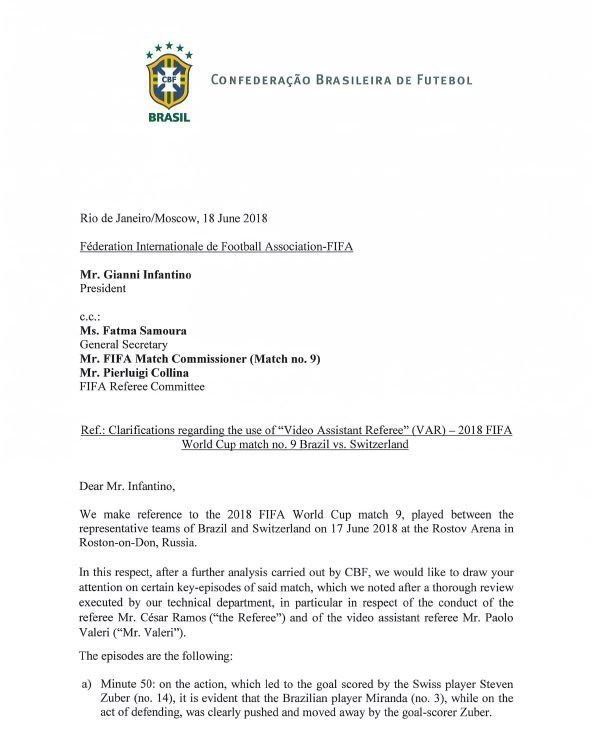 Brasil estalla y se queja a la FIFA del VAR y del arbitraje