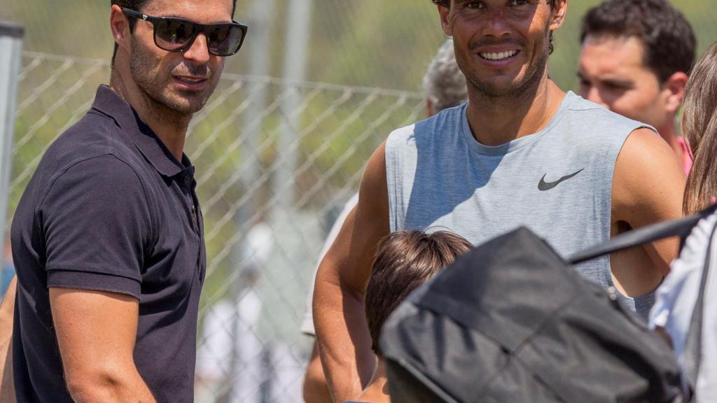 Nadal, junto a Mikel Arteta en las pistas del Mallorca Open.