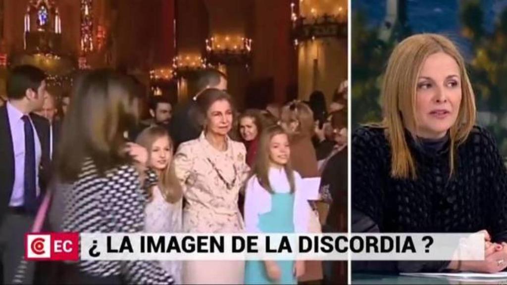 Imma Aguilar hablando sobre su amiga Letizia en Telemadrid.