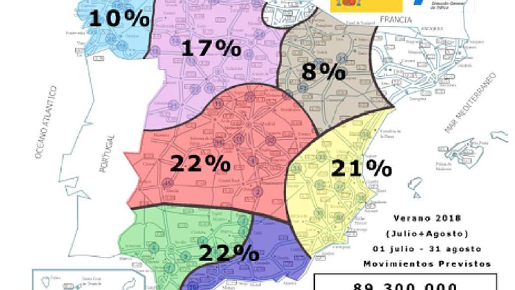 Gráfico de los desplazamientos previstos por la DGT para esta operación salida.