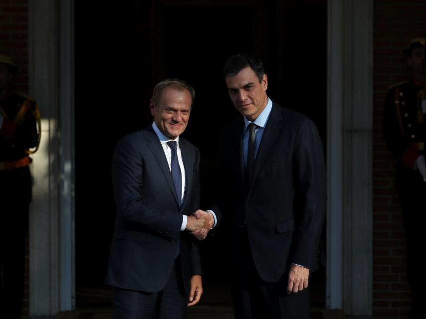 Tusk y Sánchez, durante su reunión en Moncloa la semana pasada