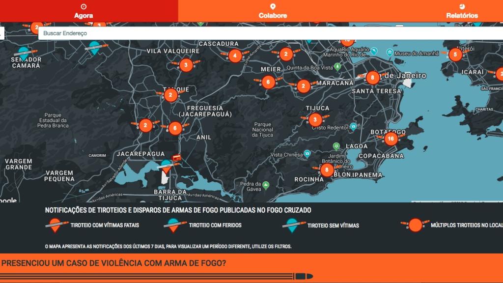Estadísticas registradas por la aplicación 'Fogo Cruzado'.
