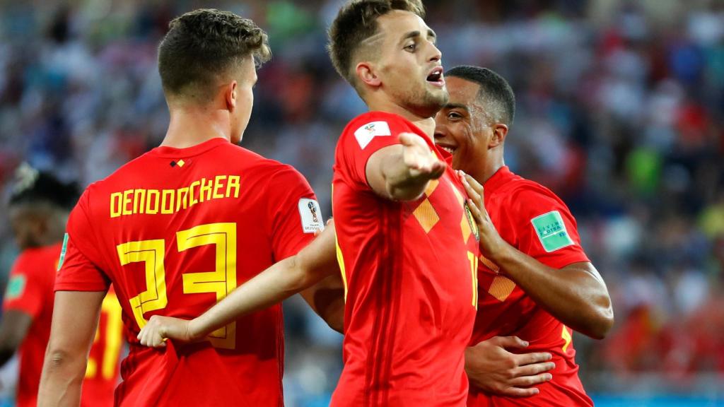 Januzaj celebra su gol en el Bélgica - Inglaterra.