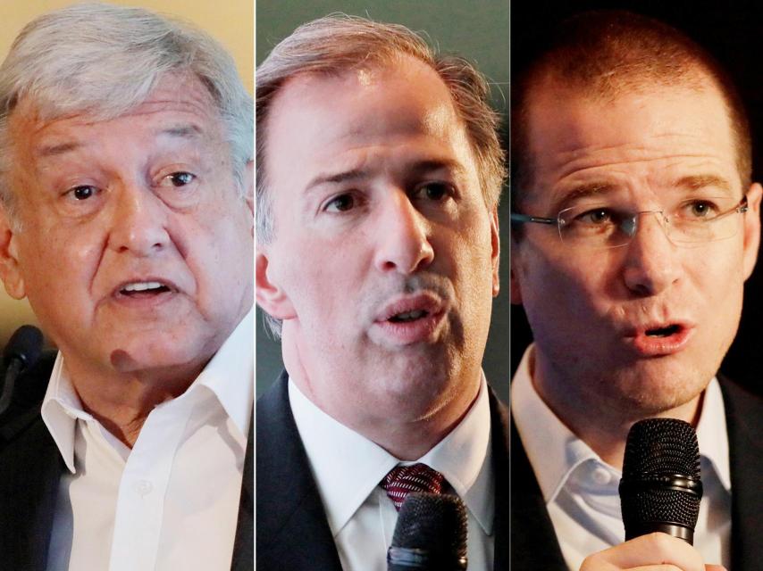 Los tres candidatos principales: Andrés Manuel Lopez Obrador, José Antonio Meade y Ricardo Anaya