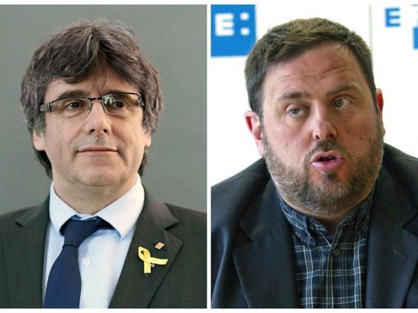 Carles Puigdemont y Oriol Junqueras, en fotos de archivo.