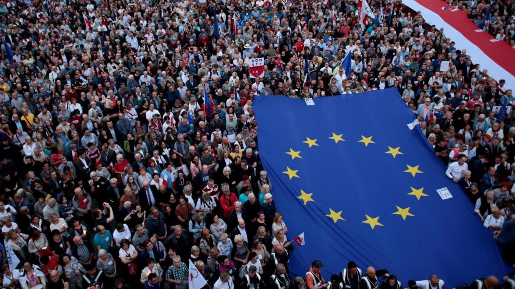 Manifestación en Varsovia este martes contra la reforma judicial de Ley y Justicia
