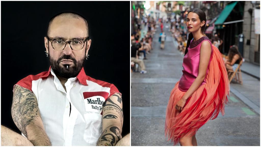 Juan Carlos junto a una modelo en un fotomontaje de Jaleos.