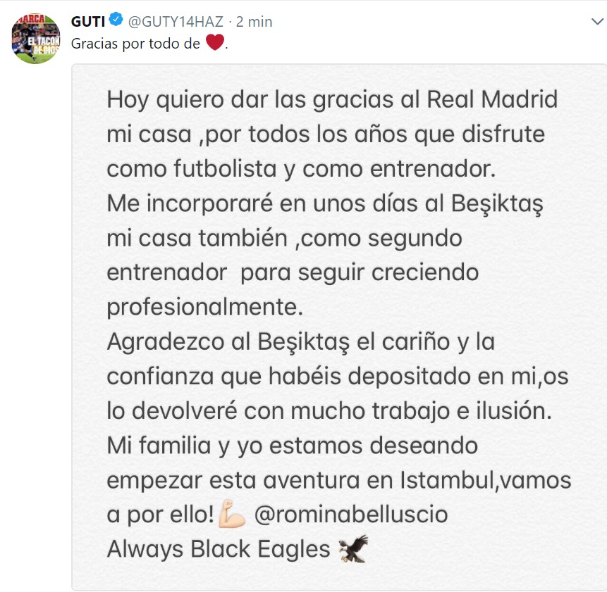 Guti se despide del Real Madrid