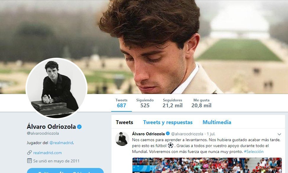 Odriozola cambia su perfil de Twitter.